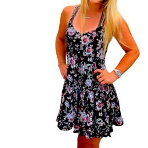 American Eagle Floral Strappy Swing Mini Sundress XS Empire Waist